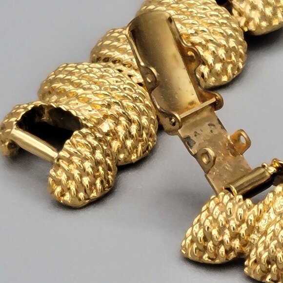 Napier Gold Tone Chunky Twist Chain Necklace Textured Links Box Clasp Vtg 17 in - Picture 7 of 8